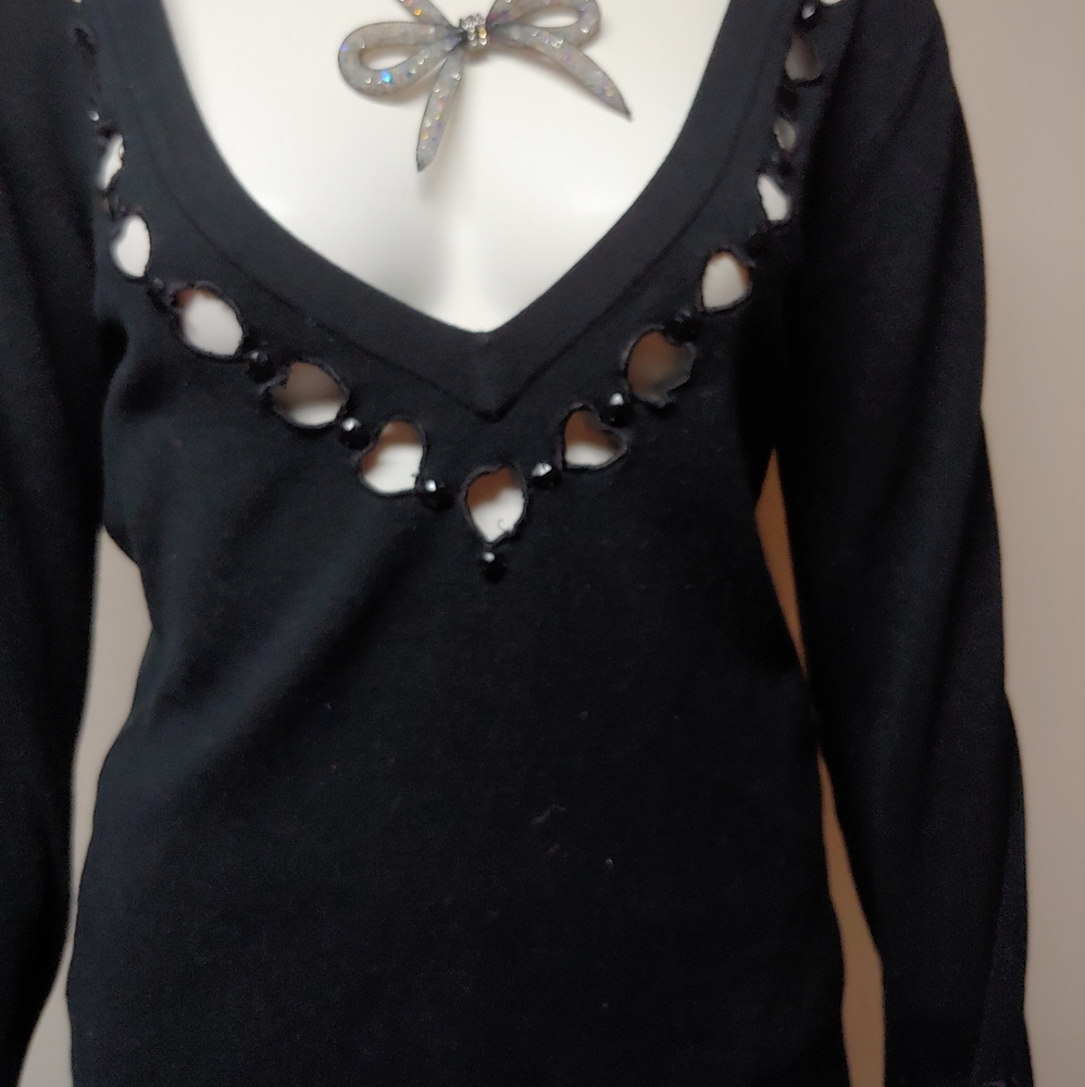 Michael Kors Cut out Heart Black Top XL